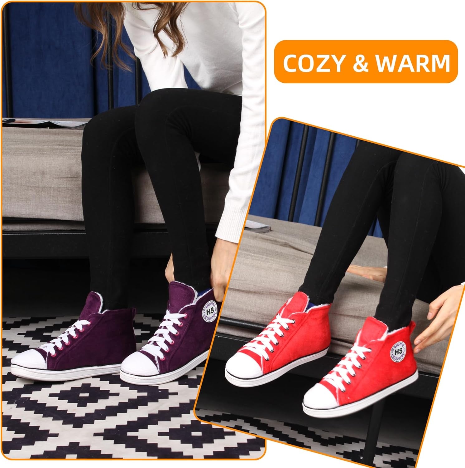 Women'S Warm Winter Plush Indoor House Outdoor Sneaker Slippers Boots